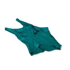 Vintage Second Skin Satin Green Teddy Frilly Leg Lingerie Womens Medium